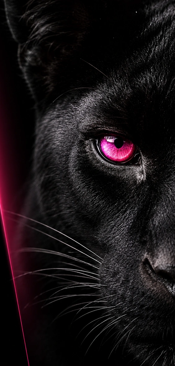 Schwarzer Panther mit pinkem Auge – das Motiv von Vision & Flow
